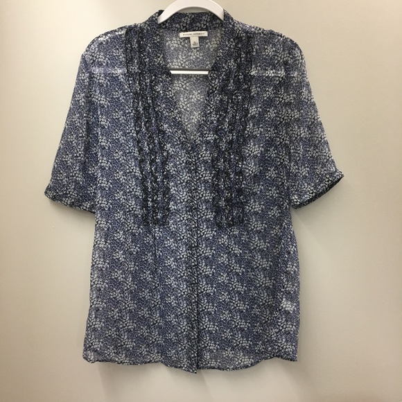 Banana Republic Blue Sheer Button Down Tunic XL - Picture 7 of 10